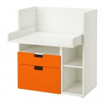 СТУВА Стол с 2 ящиками - белый/оранжевый