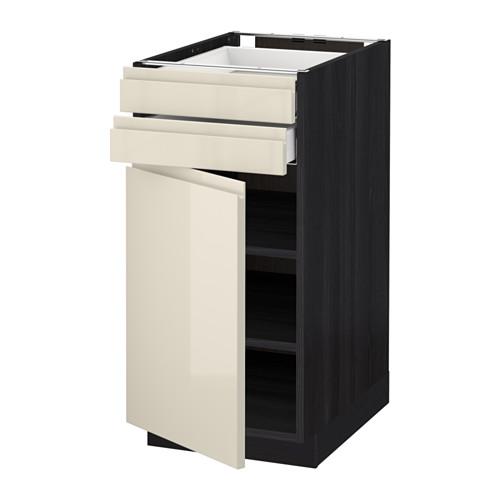 МЕТОД / МАКСИМЕРА Напольный шкаф с дверцей/2 ящиками - под дерево черный, Воксторп глянцевый светло-бежевый, 40x60 см МЕТОД / МАКСИМЕРА Напольный шкаф с дверцей/2 ящиками - под дерево черный, Воксторп глянцевый светло-бежевый, 40x60 см