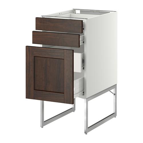 МЕТОД / ФОРВАРА Напольн шкаф 3фронт пнл/2низ/2ср ящ - 40x60x60 см, Эдсерум под дерево коричневый, белый