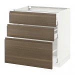 МЕТОД / МАКСИМЕРА Напольный шкаф с 3 ящиками - белый, Воксторп под грецкий орех, 80x60 см МЕТОД / МАКСИМЕРА Напольный шкаф с 3 ящиками - белый, Воксторп под грецкий орех, 80x60 см