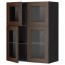 МЕТОД Навесной шкаф с полками/4 стекл дв - под дерево черный, Эдсерум под дерево коричневый