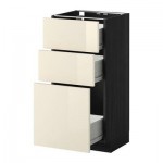 МЕТОД / ФОРВАРА Напольный шкаф с 3 ящиками - 40x37 см, Рингульт глянцевый кремовый, под дерево черный МЕТОД / ФОРВАРА Напольный шкаф с 3 ящиками - 40x37 см, Рингульт глянцевый кремовый, под дерево черный