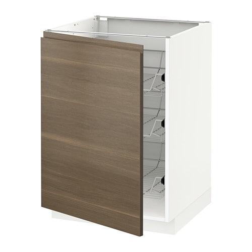 МЕТОД Напольный шкаф с проволочн ящиками - белый, Воксторп под грецкий орех, 60x60 см МЕТОД Напольный шкаф с проволочн ящиками - белый, Воксторп под грецкий орех, 60x60 см