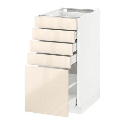 МЕТОД / МАКСИМЕРА Напольный шкаф с 5 ящиками - 40x60 см, Рингульт глянцевый кремовый, белый МЕТОД / МАКСИМЕРА Напольный шкаф с 5 ящиками - 40x60 см, Рингульт глянцевый кремовый, белый