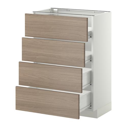 МЕТОД / ФОРВАРА Напольн шкаф 4 фронт панели/4 ящика - белый, Брокхульт под грецкий орех светло-серый, 60x37 см МЕТОД / ФОРВАРА Напольн шкаф 4 фронт панели/4 ящика - белый, Брокхульт под грецкий орех светло-серый, 60x37 см