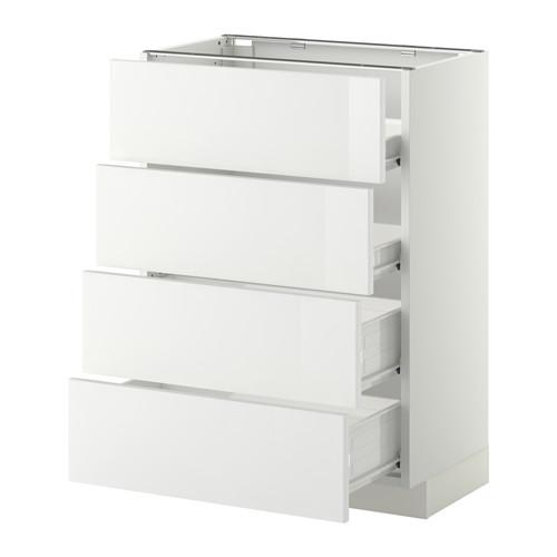 МЕТОД / ФОРВАРА Напольн шкаф 4 фронт панели/4 ящика - белый, Рингульт глянцевый белый, 60x37 см МЕТОД / ФОРВАРА Напольн шкаф 4 фронт панели/4 ящика - белый, Рингульт глянцевый белый, 60x37 см