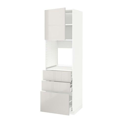 МЕТОД / МАКСИМЕРА Высокий шкаф д/духовки/дверь/3ящика - белый, Рингульт глянцевый светло-серый, 60x60x200 см МЕТОД / МАКСИМЕРА Высокий шкаф д/духовки/дверь/3ящика - белый, Рингульт глянцевый светло-серый, 60x60x200 см