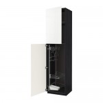 МЕТОД Выс шк с отд д/акс д/убрк - под дерево черный, Рингульт глянцевый белый, 60x60x240 см