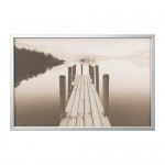 BJÖRKSTA картина с рамой Пристань на рассвете/цвет алюминия 118x78 см