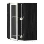 МЕТОД Углов навесн шк с врщ скц/сткл дв - под дерево черный, Ютис матовое стекло/алюминий, 68x100 см МЕТОД Углов навесн шк с врщ скц/сткл дв - под дерево черный, Ютис матовое стекло/алюминий, 68x100 см