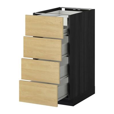МЕТОД / ФОРВАРА Нплн шк 4фрнт/2нзк/3срд ящ - 40x60 см, Тингсрид под березу, под дерево черный МЕТОД / ФОРВАРА Нплн шк 4фрнт/2нзк/3срд ящ - 40x60 см, Тингсрид под березу, под дерево черный