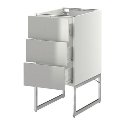 МЕТОД / ФОРВАРА Нплн шк 3 фрнт/3 средн ящика - 40x60x60 см, Гревста нержавеющ сталь, белый МЕТОД / ФОРВАРА Нплн шк 3 фрнт/3 средн ящика - 40x60x60 см, Гревста нержавеющ сталь, белый
