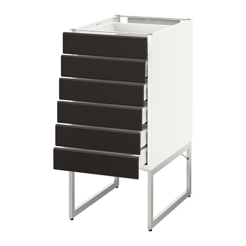 МЕТОД / МАКСИМЕРА Напольн шкаф 6фронт пнл/6 низ ящ - белый, Кунгсбакка антрацит, 40x60x60 см МЕТОД / МАКСИМЕРА Напольн шкаф 6фронт пнл/6 низ ящ - белый, Кунгсбакка антрацит, 40x60x60 см