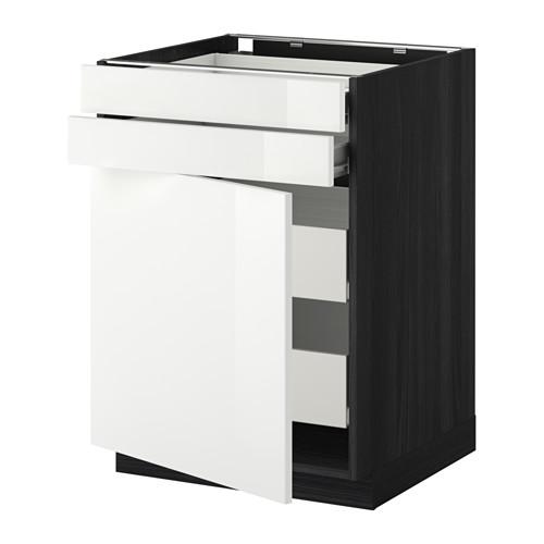 МЕТОД / ФОРВАРА Нплн шк двр/2фрнт/2нзк/2срд ящ - под дерево черный, Рингульт глянцевый белый, 60x60 см МЕТОД / ФОРВАРА Нплн шк двр/2фрнт/2нзк/2срд ящ - под дерево черный, Рингульт глянцевый белый, 60x60 см