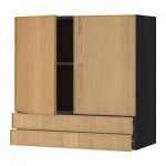 МЕТОД / ФОРВАРА Навесной шкаф/2дверцы/2ящика - 80x80 см, Экестад дуб, под дерево черный МЕТОД / ФОРВАРА Навесной шкаф/2дверцы/2ящика - 80x80 см, Экестад дуб, под дерево черный