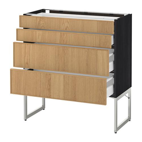 МЕТОД / МАКСИМЕРА Нплн шк 4 фронт/2 низк/2средн ящ - под дерево черный, Экестад дуб, 80x37x60 см