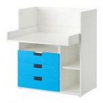 СТУВА Стол с 3 ящиками - белый/синий