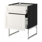 МЕТОД / МАКСИМЕРА Напольн шкаф 2фронт пнл/2низ/1вс ящ - 60x60x60 см, Лаксарби белый, под дерево черный МЕТОД / МАКСИМЕРА Напольн шкаф 2фронт пнл/2низ/1вс ящ - 60x60x60 см, Лаксарби белый, под дерево черный