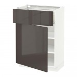 МЕТОД / ФОРВАРА Напольный шкаф с ящиком/дверью - 60x37 см, Рингульт глянцевый серый, белый МЕТОД / ФОРВАРА Напольный шкаф с ящиком/дверью - 60x37 см, Рингульт глянцевый серый, белый