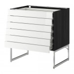 МЕТОД / ФОРВАРА Напольн шкаф 6фронт пнл/6 низ ящ - 80x60x60 см, Рингульт глянцевый белый, под дерево черный