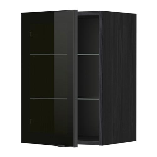 МЕТОД Навесной шкаф с полками/стекл дв - под дерево черный, Ютис дымчатое стекло/черный, 40x60 см МЕТОД Навесной шкаф с полками/стекл дв - под дерево черный, Ютис дымчатое стекло/черный, 40x60 см