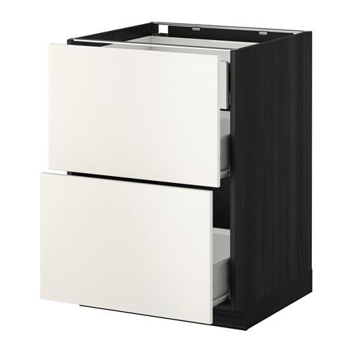 МЕТОД / ФОРВАРА Наполн шк 2 фрнт/3 средн ящ - под дерево черный, Веддинге белый, 60x60 см МЕТОД / ФОРВАРА Наполн шк 2 фрнт/3 средн ящ - под дерево черный, Веддинге белый, 60x60 см