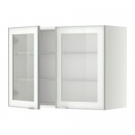 МЕТОД Навесной шкаф с полками/2 стекл дв - белый, Ютис матовое стекло/алюминий, 80x60 см