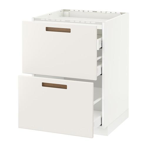 МЕТОД / МАКСИМЕРА Напольн шкаф/2 фронт пнл/3 ящика - 60x60 см, Мэрста белый, белый