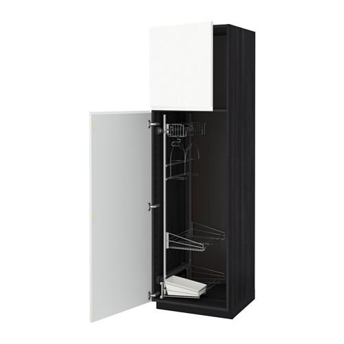 МЕТОД Выс шк с отд д/акс д/убрк - под дерево черный, Воксторп белый, 60x60x200 см