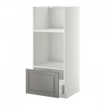 МЕТОД / ФОРВАРА Высокий шкаф с ящиком д/духовки/СВЧ - Будбин серый, белый МЕТОД / ФОРВАРА Высокий шкаф с ящиком д/духовки/СВЧ - Будбин серый, белый