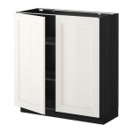 МЕТОД Напол шкаф с полками/2двери - 80x37 см, Лаксарби белый, под дерево черный