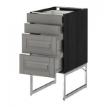 МЕТОД / ФОРВАРА Нплн шк 4 фронт/2 низк/2средн ящ - 40x60x60 см, Будбин серый, под дерево черный