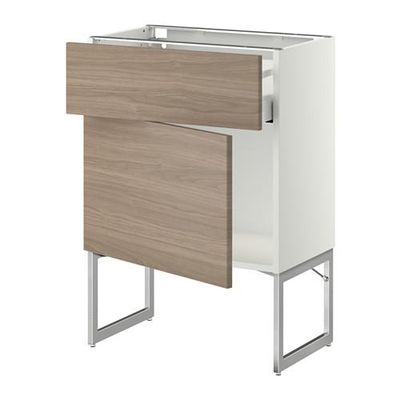 МЕТОД / МАКСИМЕРА Напольный шкаф с ящиком/дверью - 60x37x60 см, Брокхульт под грецкий орех светло-серый, белый МЕТОД / МАКСИМЕРА Напольный шкаф с ящиком/дверью - 60x37x60 см, Брокхульт под грецкий орех светло-серый, белый