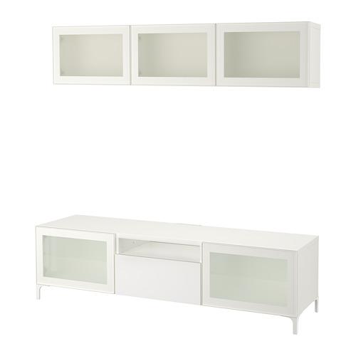 BESTÅ шкаф для ТВ, комбин/стеклян дверцы серый