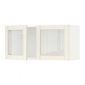 МЕТОД Навесной шкаф с 2 стеклянн дверями - белый, Хитарп белый с оттенком