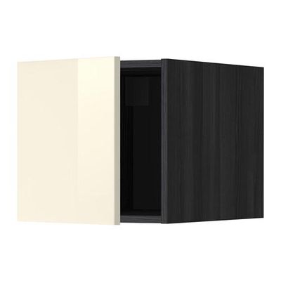 МЕТОД Верхний шкаф - Рингульт глянцевый кремовый, под дерево черный