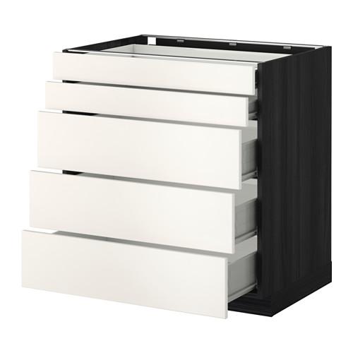 МЕТОД / ФОРВАРА Нплн шк 5фрнт/2нзк/3срд ящ - под дерево черный, Веддинге белый, 80x60 см