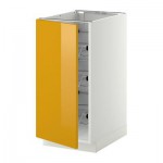 МЕТОД Напольный шкаф с проволочн ящиками - 40x60 см, Ерста глянцевый желтый, белый