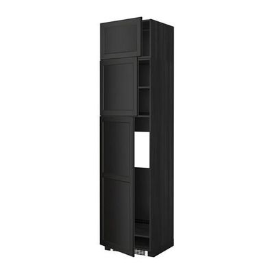 МЕТОД Высокий шкаф д/холодильника/3дверцы - Лаксарби черно-коричневый, под дерево черный МЕТОД Высокий шкаф д/холодильника/3дверцы - Лаксарби черно-коричневый, под дерево черный