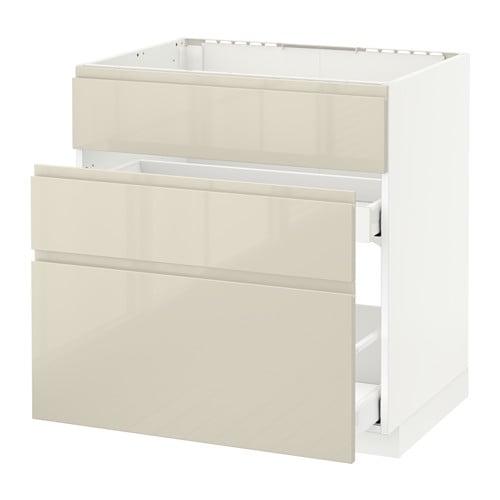 МЕТОД / МАКСИМЕРА Напольн шк п-мойку+3фрнт пнл/2ящ - белый, Воксторп глянцевый светло-бежевый, 80x60 см МЕТОД / МАКСИМЕРА Напольн шк п-мойку+3фрнт пнл/2ящ - белый, Воксторп глянцевый светло-бежевый, 80x60 см