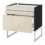 МЕТОД / МАКСИМЕРА Напольн шкаф 3фронт пнл/2низ/2ср ящ - под дерево черный, Воксторп глянцевый светло-бежевый, 80x60x60 см МЕТОД / МАКСИМЕРА Напольн шкаф 3фронт пнл/2низ/2ср ящ - под дерево черный, Воксторп глянцевый светло-бежевый, 80x60x60 см