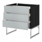 МЕТОД / ФОРВАРА Нплн шк 3 фрнт/3 средн ящика - 80x60x60 см, Веддинге серый, под дерево черный МЕТОД / ФОРВАРА Нплн шк 3 фрнт/3 средн ящика - 80x60x60 см, Веддинге серый, под дерево черный