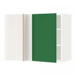 МЕТОД Угловой навесной шкаф с полками - белый, Флэди зеленый, 88x37x60 см