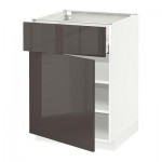 МЕТОД / МАКСИМЕРА Напольный шкаф с ящиком/дверью - 60x60 см, Рингульт глянцевый серый, белый МЕТОД / МАКСИМЕРА Напольный шкаф с ящиком/дверью - 60x60 см, Рингульт глянцевый серый, белый