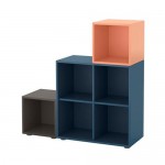ЭКЕТ Комбинация шкафов с ножками - темно-синий темно-серый/светло-оранжевый