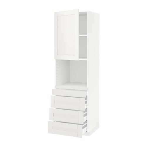МЕТОД / МАКСИМЕРА Высокий шкаф д/комбинир СВЧ/4 ящика - белый, Сэведаль белый, 60x60x200 см