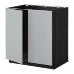 МЕТОД Напольн шкаф д раковины+2 двери - Веддинге серый, под дерево черный МЕТОД Напольн шкаф д раковины+2 двери - Веддинге серый, под дерево черный