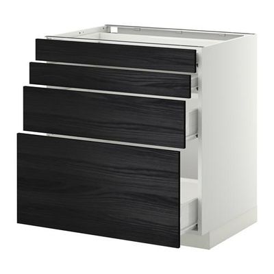 МЕТОД / ФОРВАРА Напольн шкаф 4 фронт панели/4 ящика - 80x60 см, Тингсрид под дерево черный, белый МЕТОД / ФОРВАРА Напольн шкаф 4 фронт панели/4 ящика - 80x60 см, Тингсрид под дерево черный, белый
