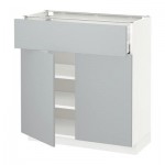 МЕТОД / МАКСИМЕРА Напольный шкаф+ящик/2дверцы - 80x37 см, Веддинге серый, белый МЕТОД / МАКСИМЕРА Напольный шкаф+ящик/2дверцы - 80x37 см, Веддинге серый, белый