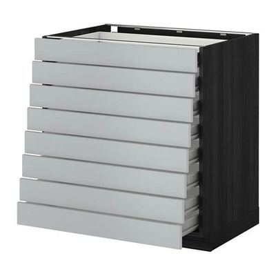 МЕТОД / ФОРВАРА Наполн шкаф 8 фронт/8 низк ящиков - 80x60 см, Веддинге серый, под дерево черный МЕТОД / ФОРВАРА Наполн шкаф 8 фронт/8 низк ящиков - 80x60 см, Веддинге серый, под дерево черный